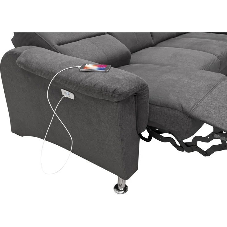 Ecksofa >Ludwigshafen< in 1217 Toro schwarz, Mikrofaser - 236x113x275cm (BxHxT) – Bild 3