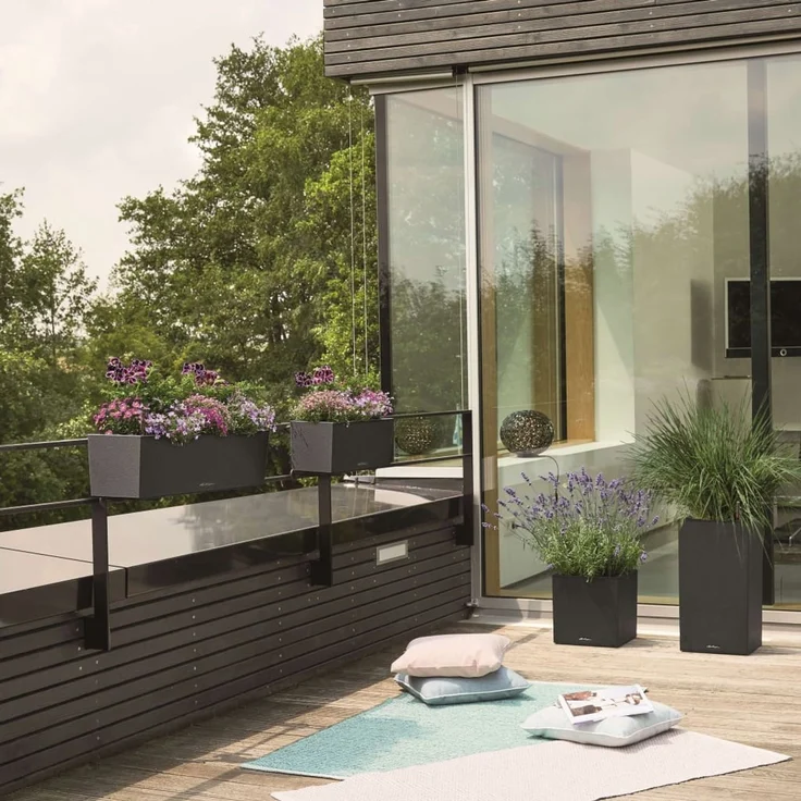 LECHUZA Blumenkasten BALCONERA Stone 50 ALL-IN-ONE Schwarz 425627 – Bild 4
