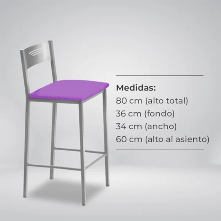 ASTIMESA Zwei Küchenhocker, 60 cm, Kunstleder, Aubergine (TAB60BE) – Bild 7