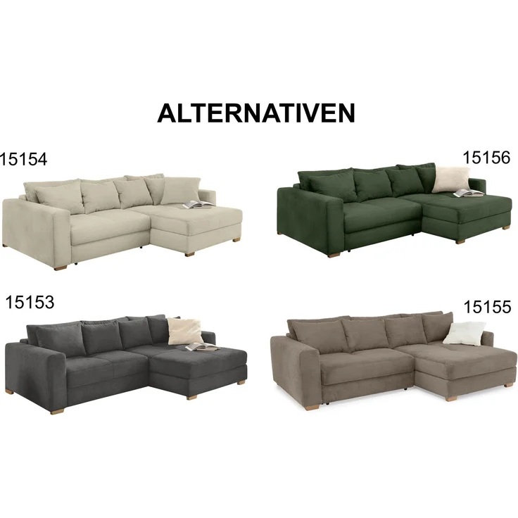 Ecksofa-Dauerschläfer Federkern Couch seitenverkehrt Bettkasten Cord Braun Taupe – Bild 10