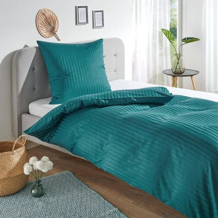TRAUMSCHLAF Bettwäsche Stripe, Mako Satin, 3 teilig, hochwertige Satin Bettwäsche – Bild 3