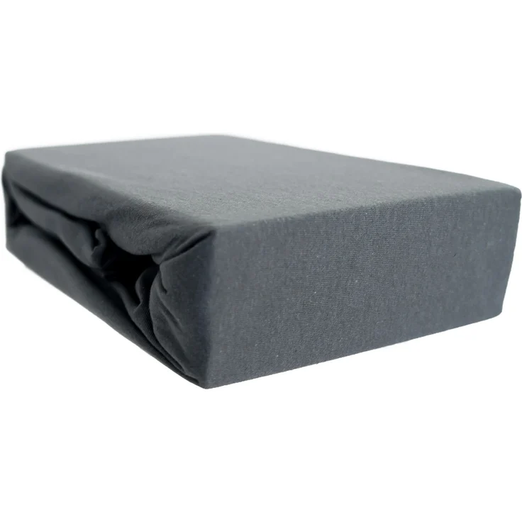 Jersey Spannbettlaken 100% Baumwolle 200-200x220 cm + 40 cm Rundumgummizug Anthrazit – Bild 1