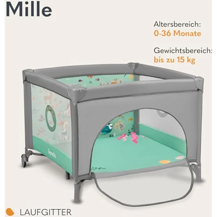lionelo Laufgitter MILLE (Set), Eingebaute Spielmatte, Sehr sicher – Bild 3