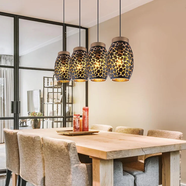 Pendelleuchte, 4 flammig, orientalisch, gold, H 120cm – Bild 5