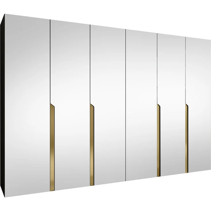 Kleiderschrank Veluna III 300 (Farbe: Schwarz / Schwarz + Gold) – Bild 1