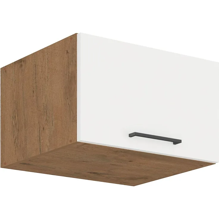 Vigo Aufsatzschrank Hochschrank 60 cm Eiche Lancelot Weiß Hochglanz Küchenzeile