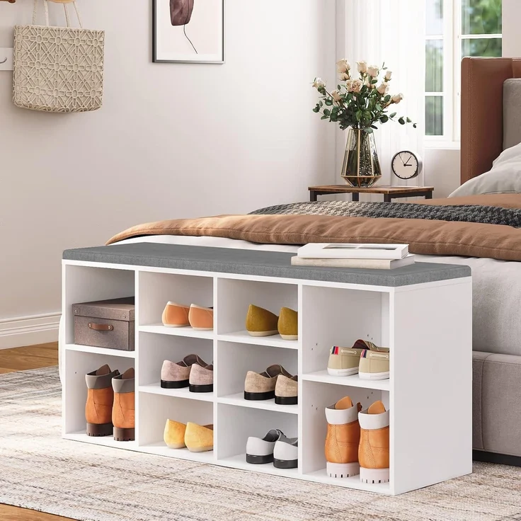 Hoobro SCHUHREGAL Set Weiß Holz Wandgarderobe (H 48 x T 104 x B 30 cm) – Bild 8