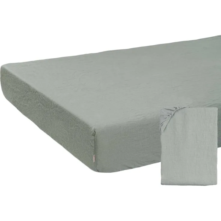Spannbettlaken ca. 90x200 cm stein-grau 100% Leinen beties "Leinen"