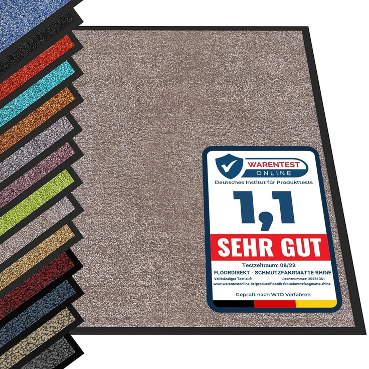 Hochwertige Fußmatte | schadstoffgeprüft | bewährte Eingangsmatte in Gewerbe & Haushalt | Schmutzfangmatte mit Top-Reinigungswirkung | Sauberlaufmatte waschbar & rutschfest (90x120 cm, Beige-Rosé)