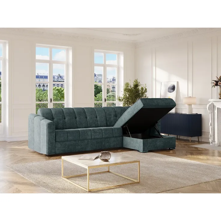 Vente-unique - DARIELO Sofa Stoff Blau - B 223 cm152 cm x H 85 cm x L 295 cm – Bild 2