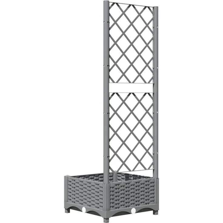 vidaXL Pflanzkübel mit Rankgitter Hellgrau 40x40x121,5 cm PP 153269 – Bild 6