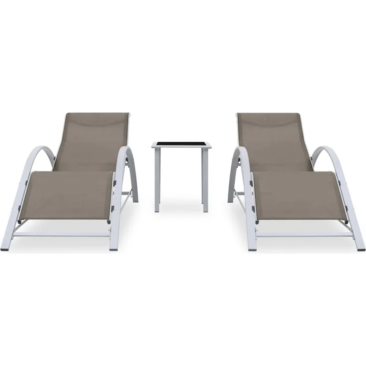 vidaXL Sonnenliegen 2 Stk. mit Tisch Aluminium Taupe 310538