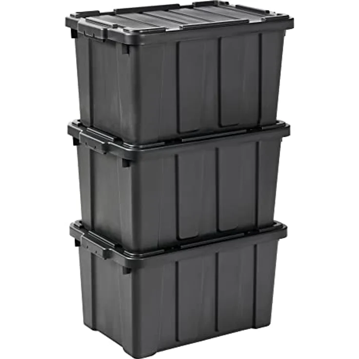 Iris Ohyama Heavy Duty Organisation Boxes, 50L, 3er-Set, Rot, Groß, Robust, Stapelbar, Aufbewahrungsbox, Für Garage, Regale, Umzug, Plastik, Utility, Werkzeugkiste, DDSKT-450 – Bild 2