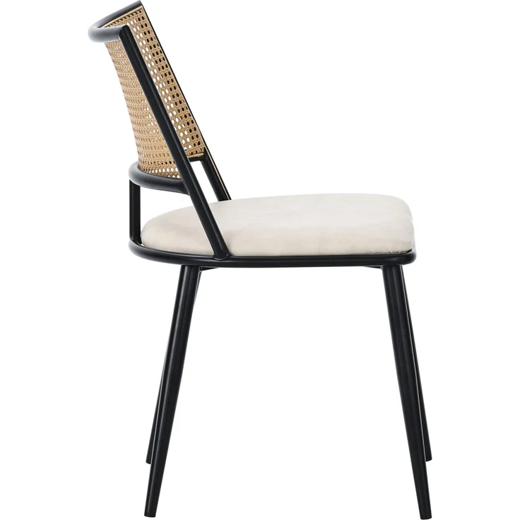 Esszimmerstuhl-Set 80cm×46cm×48cm in Schwarz mit Rattan-Rückenlehne und PU-Sitz – Bild 10
