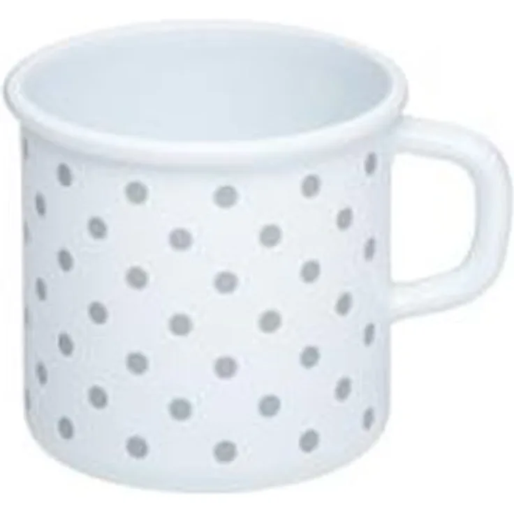 Riess Pünktchen grau mit Bördel / Becher 8cm,3/8 Liter
