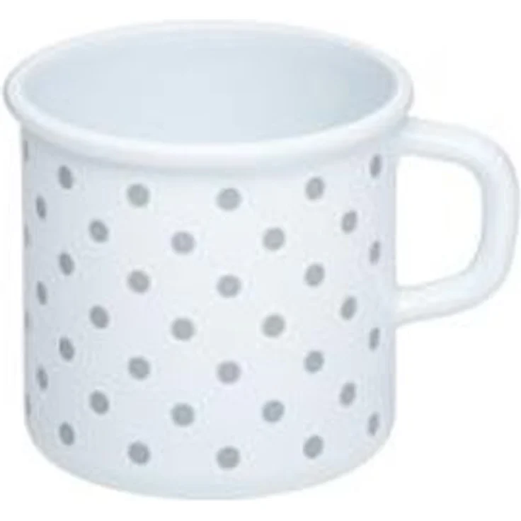 Riess Pünktchen grau mit Bördel / Becher 8cm,3/8 Liter