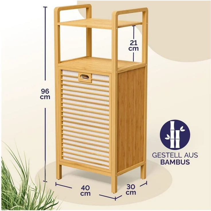 CASARIA® Wäschekorb, 2 Stück, Bambus natur, 30 x 40 x 95 cm – Bild 4