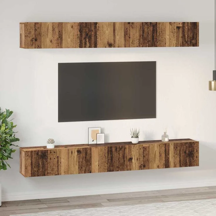 vidaXL TV-Schrankset Wandmontiert 6 pcs Altholz Holzwerkstoff 3393474 – Bild 3