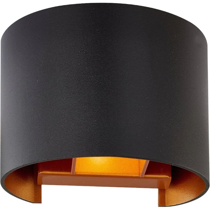 Arcchio Wandleuchte Zuzana, dimmbar, Leuchtmittel nicht inklusive, Modern, Aluminium, Metall, Schwarz, gold, 1 flammig, G9, Wandstrahler