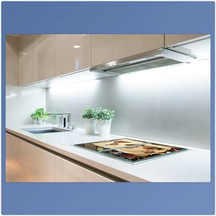 Herdabdeckplatte Abdeckung Ceranfeld Abdeckplatte Schneidebrett 2-Teilig 60x52 Gewürze Weltkarte Beige Spritzschutz Glasplatte Ceranfeldabdeckung Herdschutz Sicherheitsglas Glasschneidebrett 2x30x52 – Bild 5