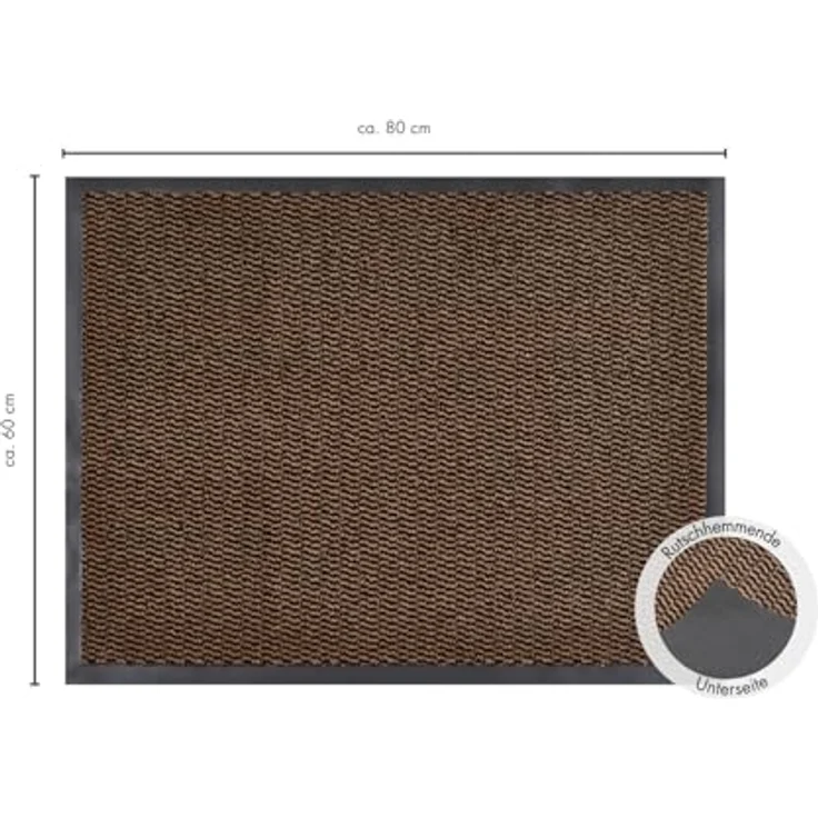 andiamo Fußmatte Easy - Schmutzfangmatte für den Hauseingang - flexibel einsetzbar als Türmatte innen, Fußabtreter im überdachten Außenbereich oder als Schuhmatte 60 x 80 cm Braun – Bild 3