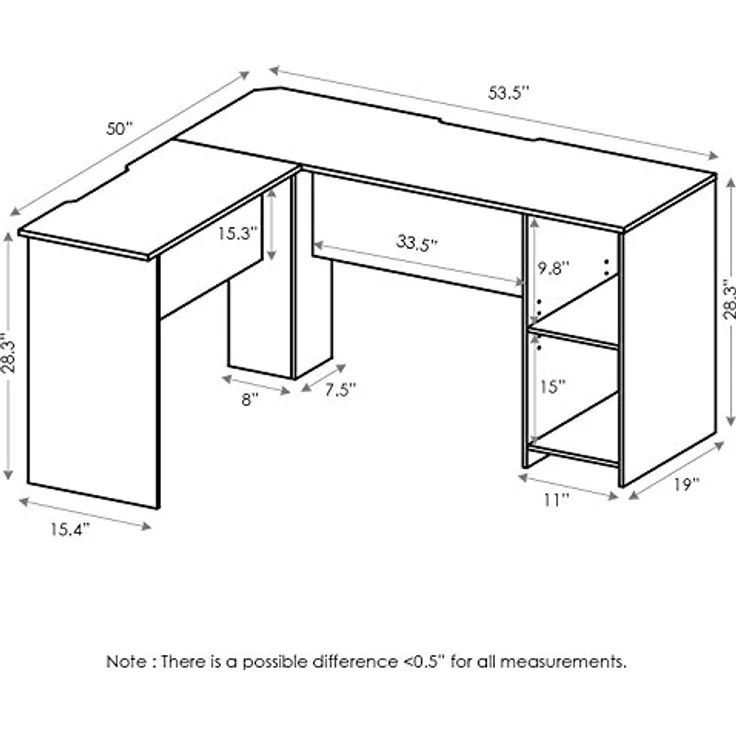 Furinno L-förmiger Schreibtisch mit Regalen, Holz, Espresso, 125.9 x 135.9 x 72 cm – Bild 9