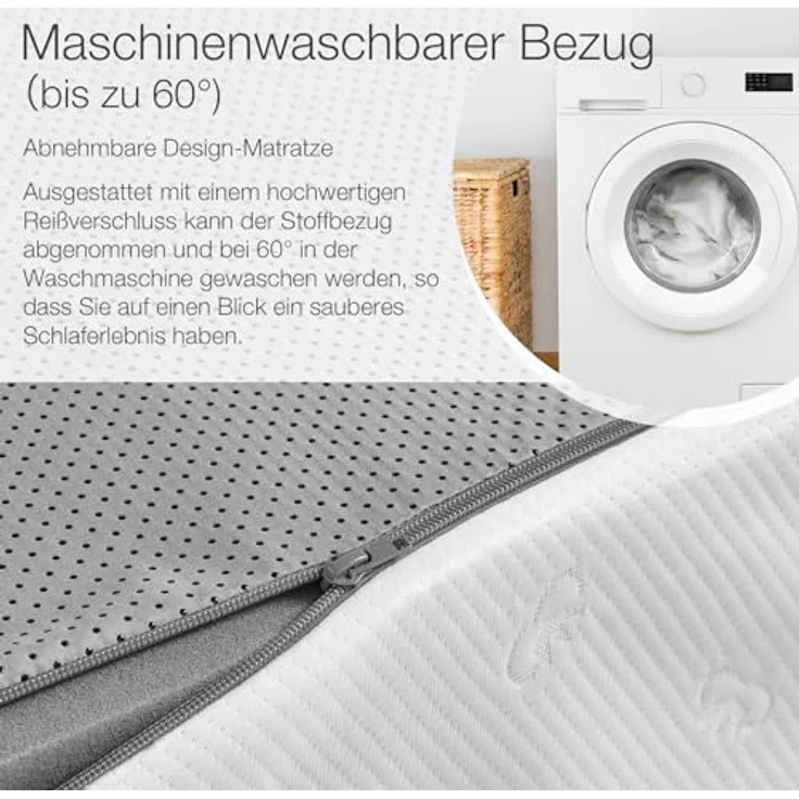 Novilla Matratze 90x190 H3 7-Zonen Gelschaum Matratzen mit Atmungsaktive Bambus-Schaum 60°Waschbare Bezug Öko-Tex CertiPUR US Rollenmatratze 18cm Mittel – Bild 5