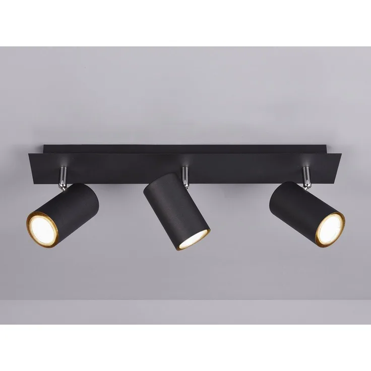 LED Deckenstrahler Metall Schwarz 3-flammig, Breite 48cm