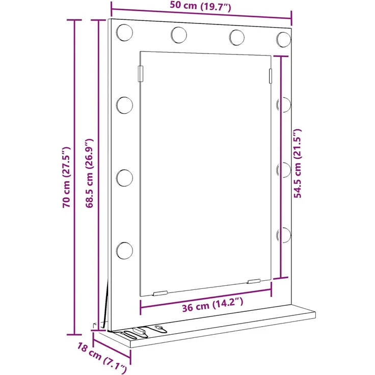 vidaXL Waschtischspiegel Rechtwinklig Artisan-Eiche 70 x 50 x 18 cm 868340 – Bild 10