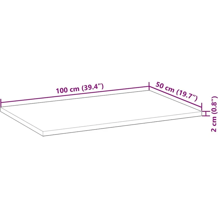 vidaXL Tischplatte Rechteckig 100x50x2 cm Massivholz Akazie 4008820 – Bild 10