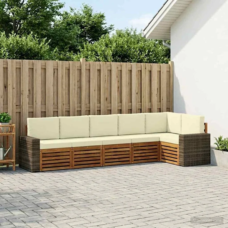 vidaXL Outdoor-Sofagarnitur 6 stk. 6-Sitzer Natur und Creme 3384426 – Bild 1