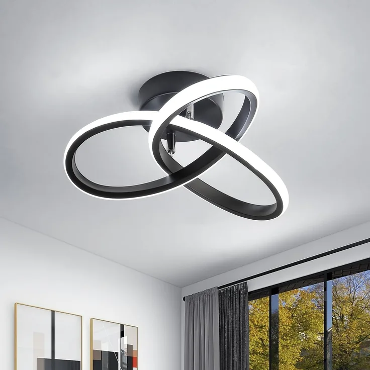 Goeco LED Deckenleuchte, Deckenlampe Schwarz 22W 2500LM, Korridor LED Lampen Deckenleuchtung 6500K Kühles Weißes Licht, für Wohnzimmer Schlafzimmer Balkon