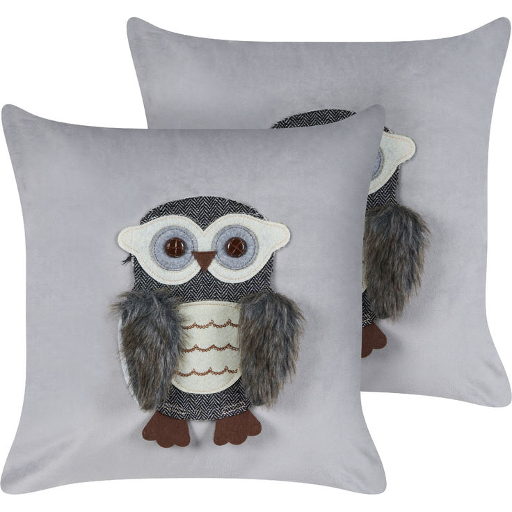 Kissen 2er Set Für Kinder OPHRYS Samtstoff 45 x 45 cm Grau