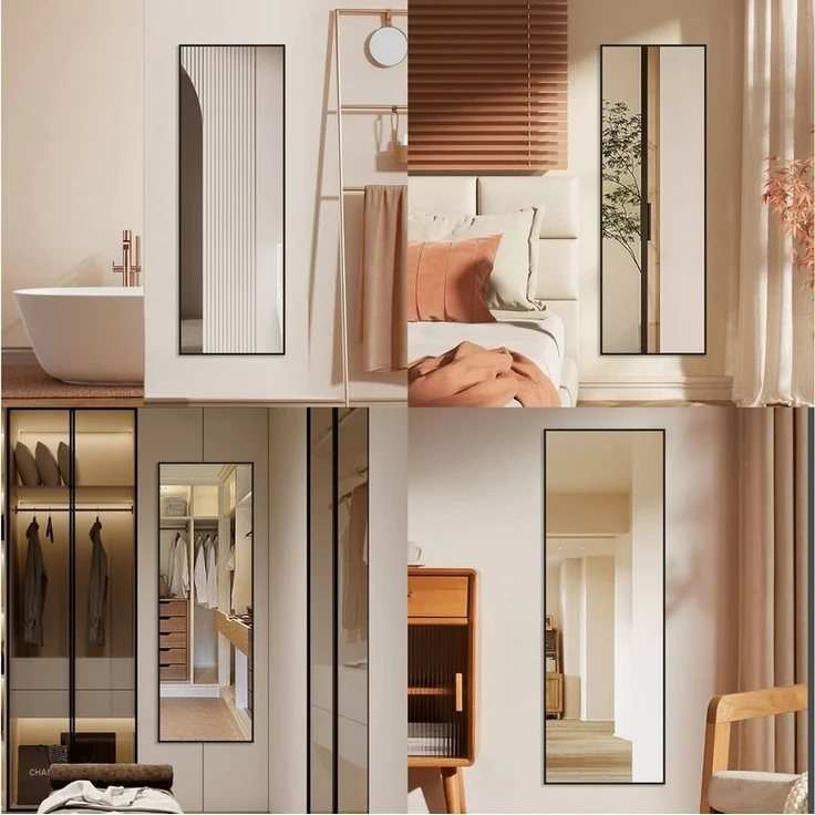 Hopibath Wandspiegel ganzkörper 150x50 160x40 140x40 (Bogenspiegel Ganzkörperspiegel Schwarz, 1-St, Eckig), für Garderobe Flur Friseurladen Schlafzimmer Wohnzimmer – Bild 2