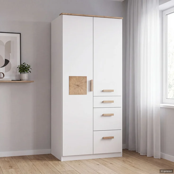Babyzimmer-Set Kinderzimmer Babybett Wickelkommode Kleiderschrank 91 Weiß Eiche – Bild 5