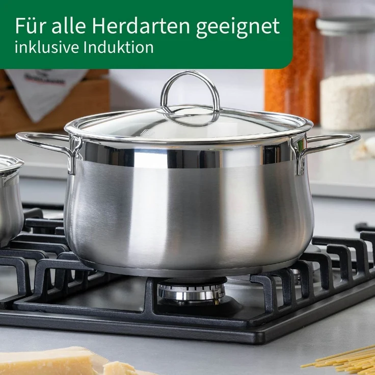Chefkoch trifft Fackelmann Kochtopf mit Glasdeckel, Ø 24 cm, induktionsgeeignet, backofengeeignet – Bild 4