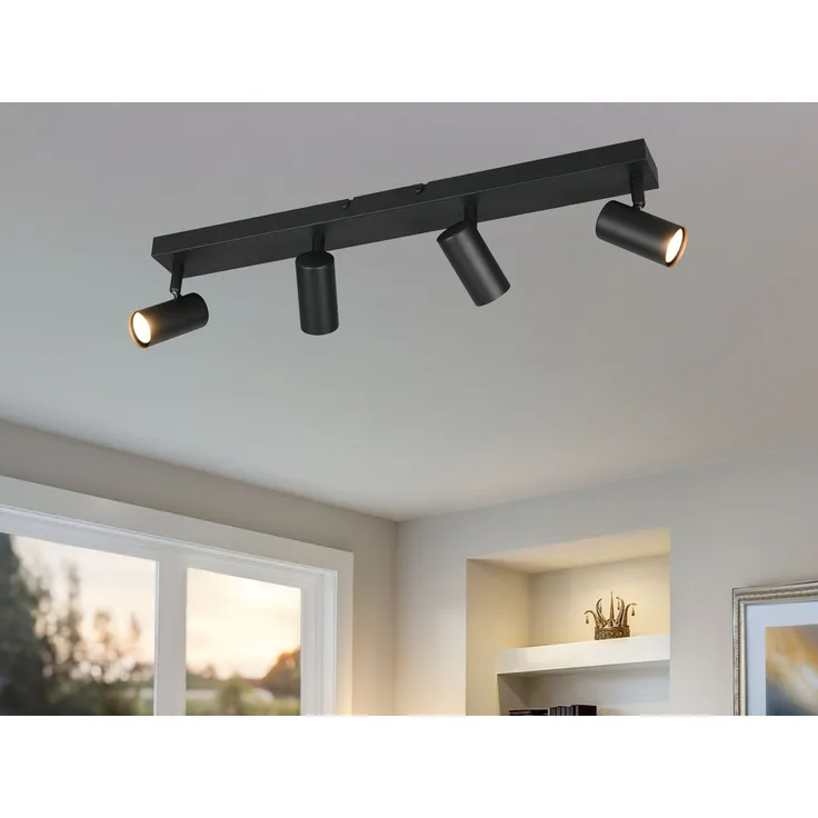 Deckenstrahler TARYN Schwarz 4-flammig, Breite 56cm