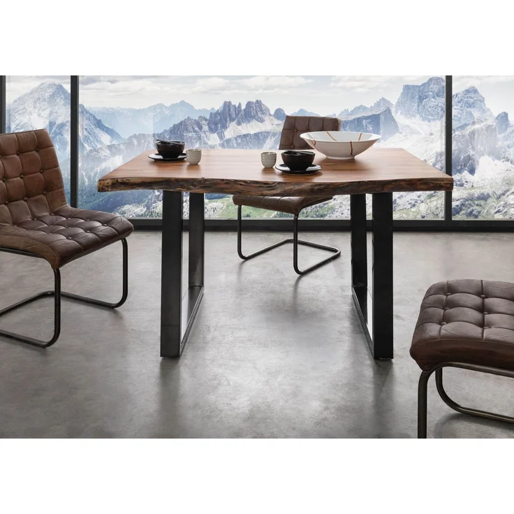 Baumtisch Akazie 140x90x77 natur lackiert / U-Beine anthrazit glänzend FREEFORM 5 – Bild 3