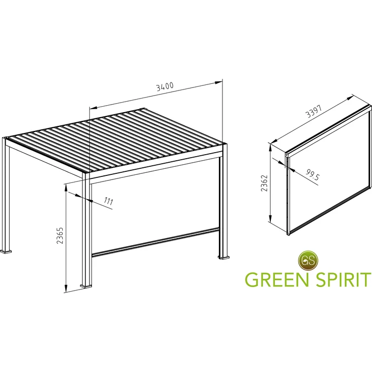 Mirador Sonnenrollo für 3,6m Pergola, anthrazit – Bild 2