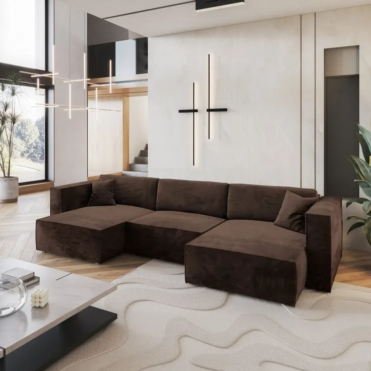 Masseno Ecksofa SARMO mit Schlaffunktion U-Form, Sofa mit Bettkasten