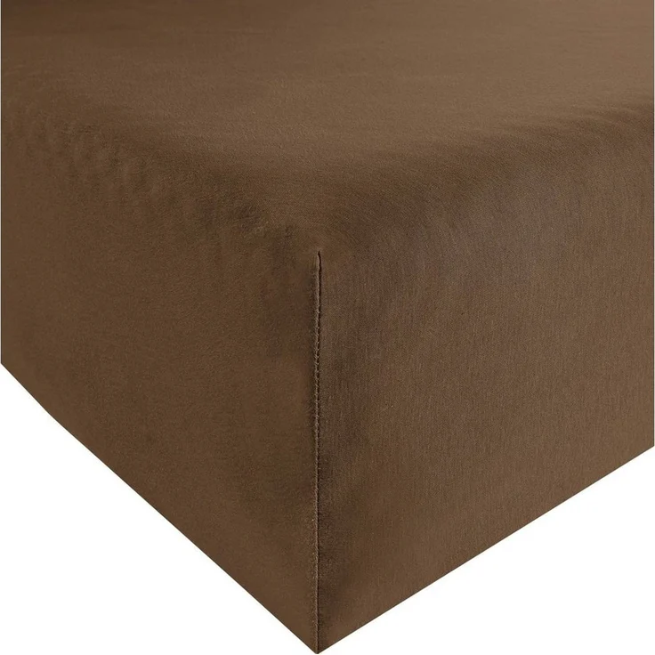 Erwin Müller 'Freising' Spannbettlaken, Gummizug: Rundumgummi, 1 Stück, Elasthan-Jersey-Stretch Uni, Dunkelbraun, Spannbettlaken - 90x190 cm - 100x220 cm – Bild 1