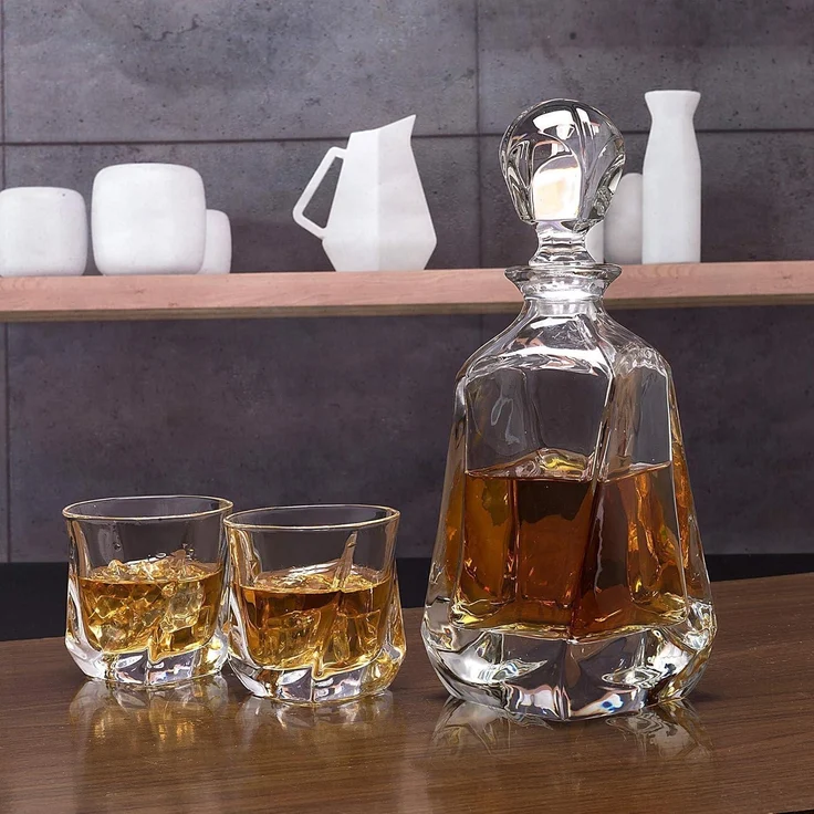 5-teiliges Whisky-Set Bleifrei Kristallgläser Karaffe 650ml, Geschenkbox – Bild 6