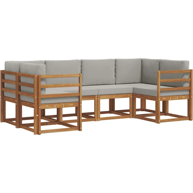 vidaXL Outdoor-Sofagarnitur 6 stk. 6-Sitzer Natur und Hellgrau 3366869 – Bild 2