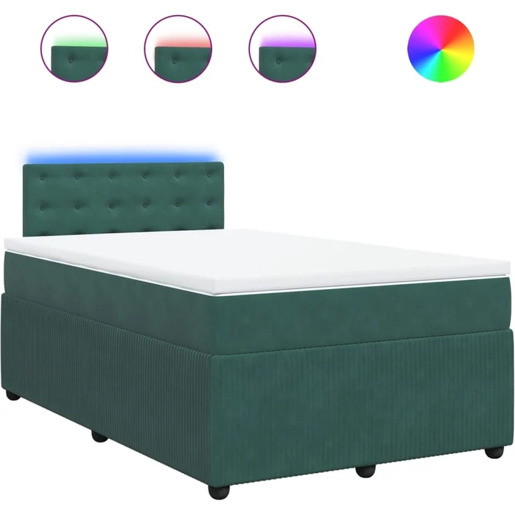 vidaXL Boxspringbett mit Matratze Dunkelgrün 120x200 cm Samt 3290025 – Bild 2