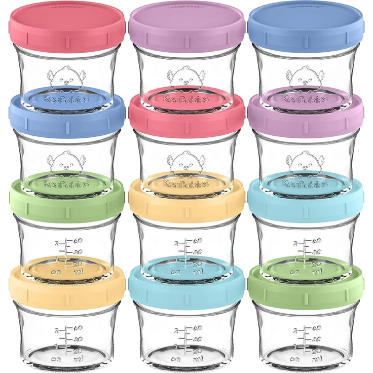 KeaBabies 8er-Pack Babynahrung Aufbewahrung Glas 120ml, Leckfest (Nord) | Mikrowellengeeignet Baby Nahrungsbehälter, Kleinkind Brei Beikost Einfrieren Behälter, BLW Zubehör Baby, BPA-Frei