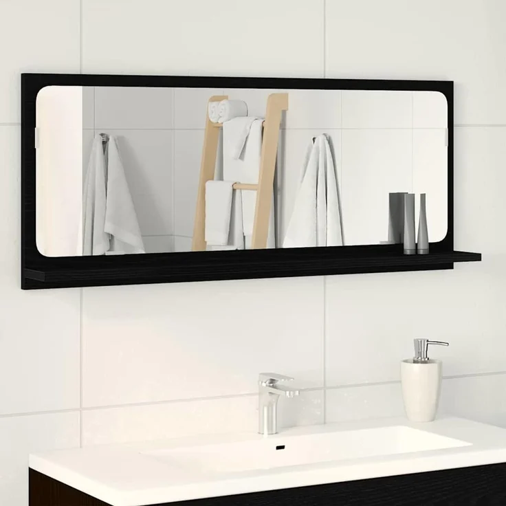 vidaXL Spiegelablage mit Regal Schwarz Eichen-Optik 90 x 10,5 x 37 cm 862528 – Bild 1