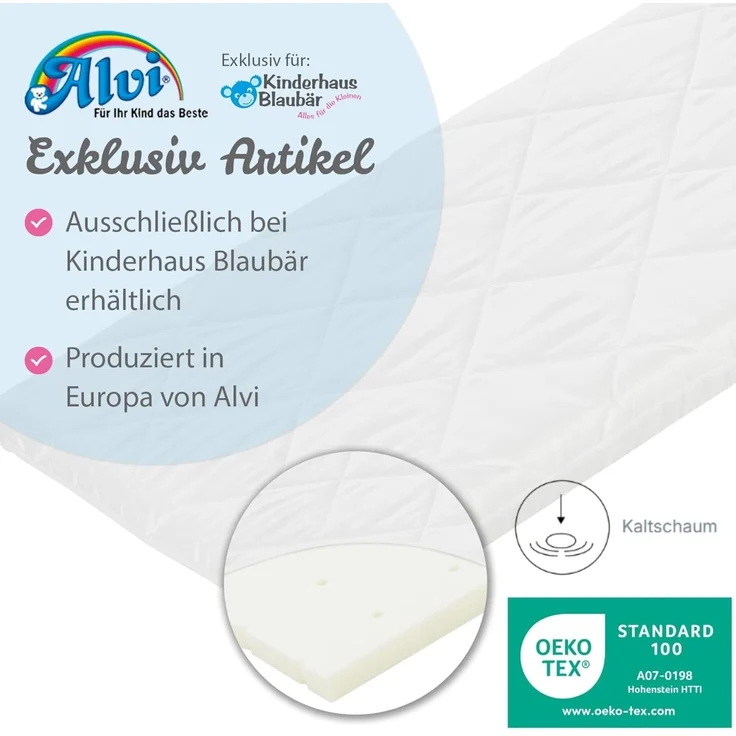 Alvi Beistellbettmatratze abgerundet, Matratze für Beistellbett 80x42 cm und 89x50 cm, Babymatratze 2 abgerundete Seiten für Beistellbett, Größe:89 x 50 x 4.5 – Bild 6