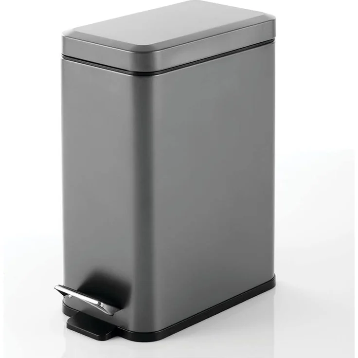 mDesign Tretmülleimer Abfalleimer Papierkorb 10L Inneneimer Metall Dunkelgrau – Bild 1