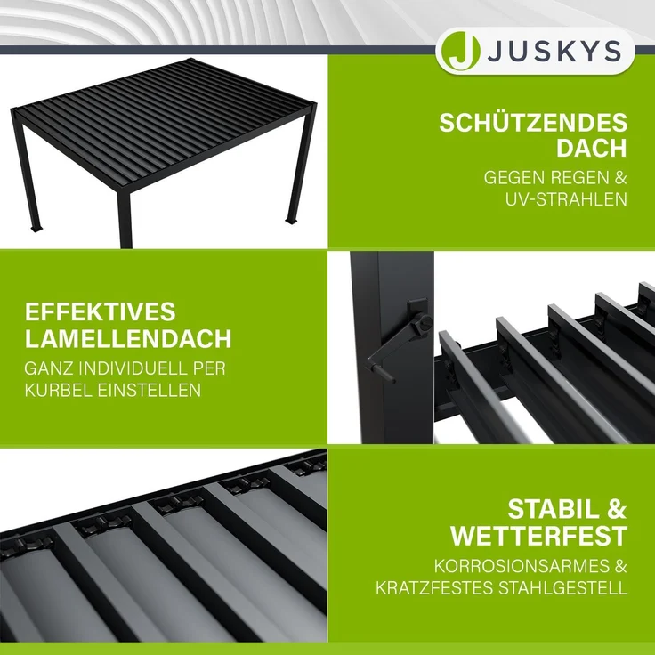 Juskys 'Tahiti' Lamellendach, Stahl / Aluminium anthrazit, 3x4 m – Bild 4
