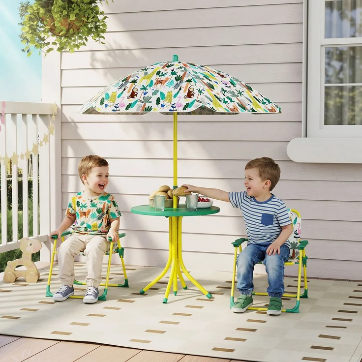 AIYAPLAY Garten-Kindersitzgruppe, Stahl, Polyester, Grün, 49,5L x 49,5B x 50H cm – Bild 2